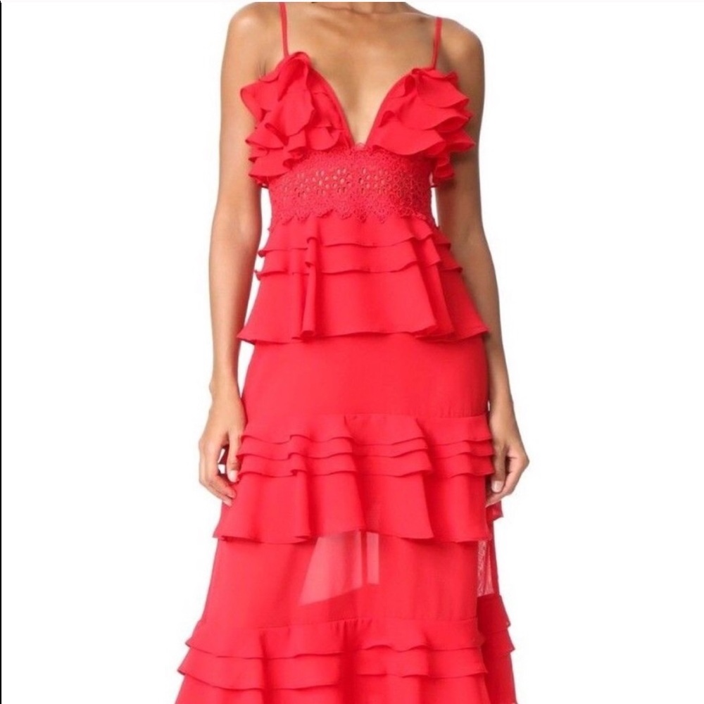 Red ruffle gown by true decadence
